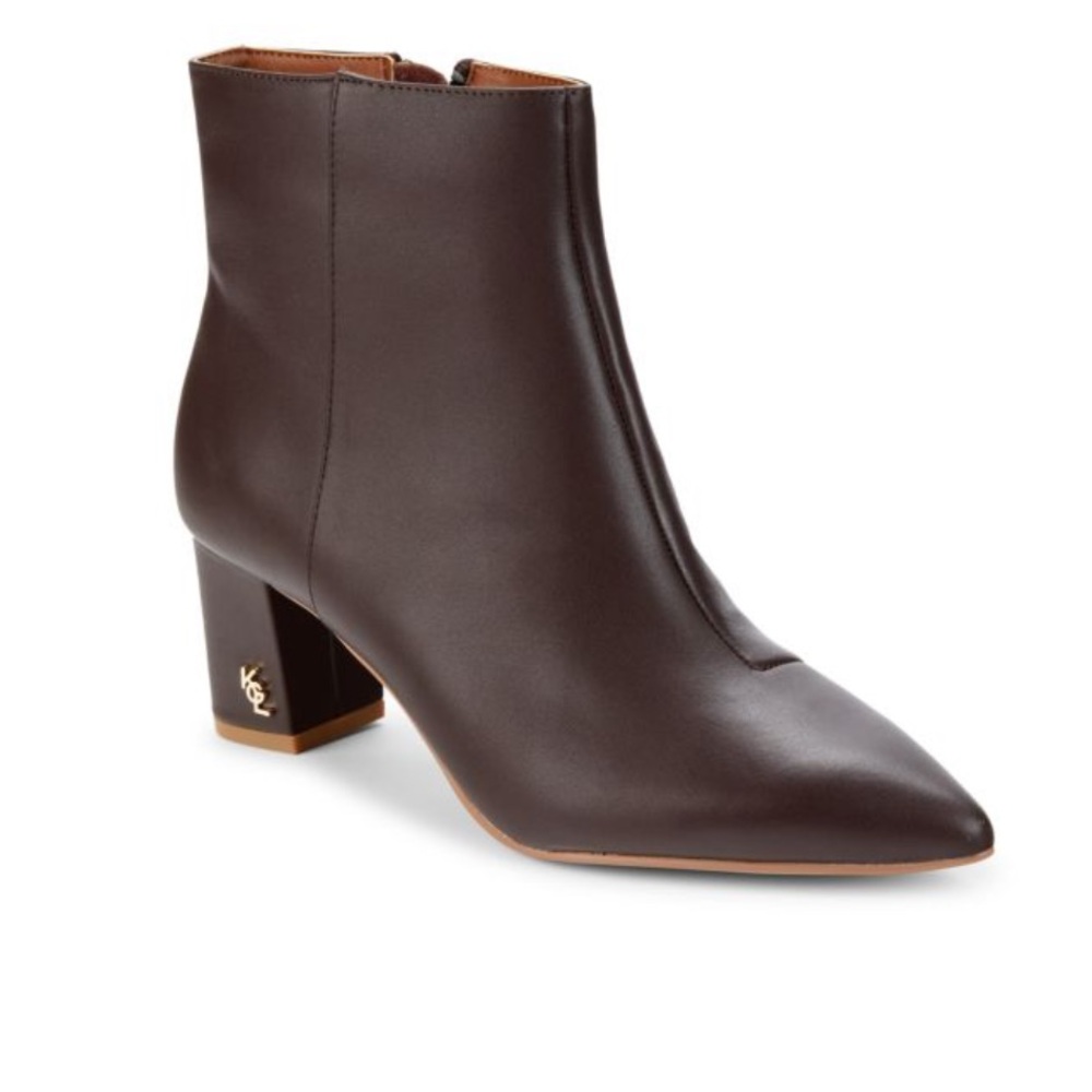 Kurt Geiger Chocolate Brown Leather Pointed Ankle Boots - Picture 3 of 3